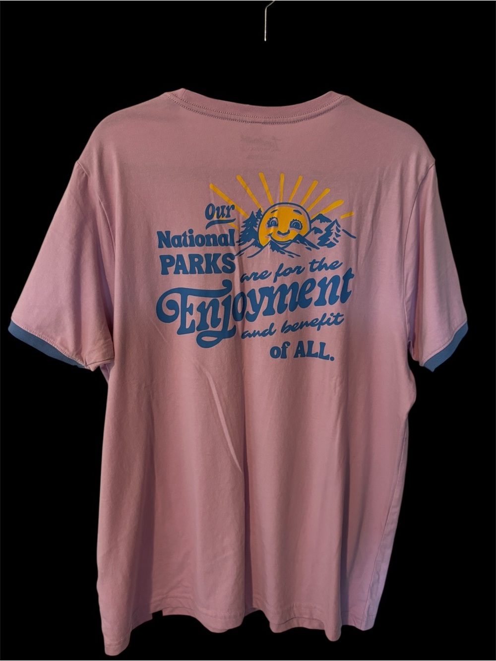 Unisex Anama Pink Short Sleeve Tee with Navy Pocket Detail - Picture 2 of 3